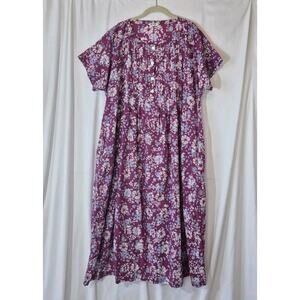 Market Place Womens Purple Floral India Short Sleeve Midi Dress Large